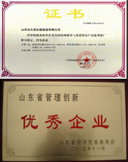 林芝变压器厂家优秀管理企业证书